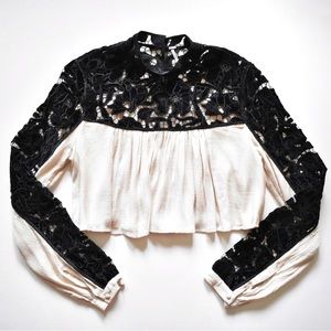 Free People Two Hearts Velvet Embroidered Crop Top